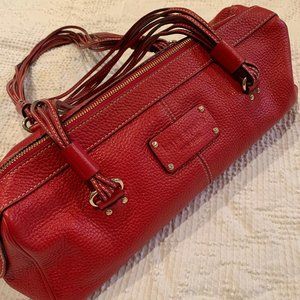 Kate Spade Red Leather Barrel Bag